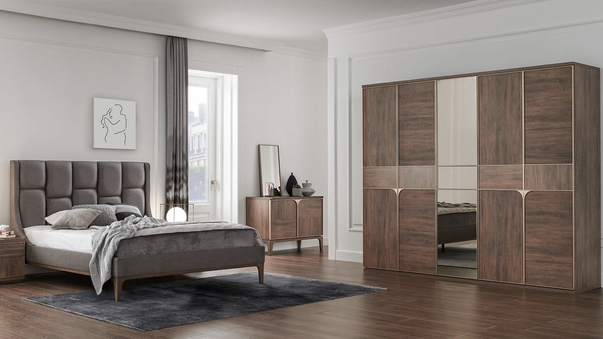 Gold 5 Door Wardrobe