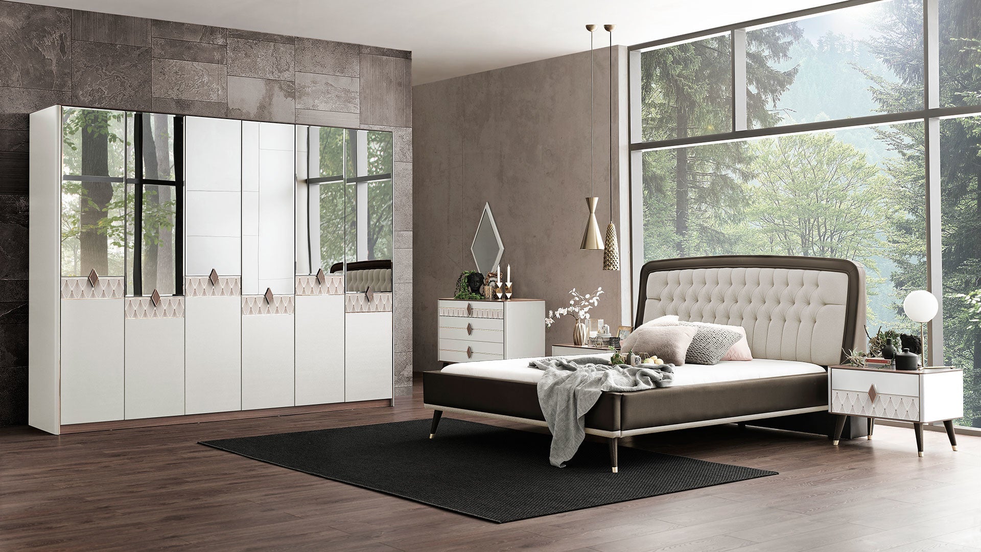 Diamond Pure 6 Doors Wardrobe