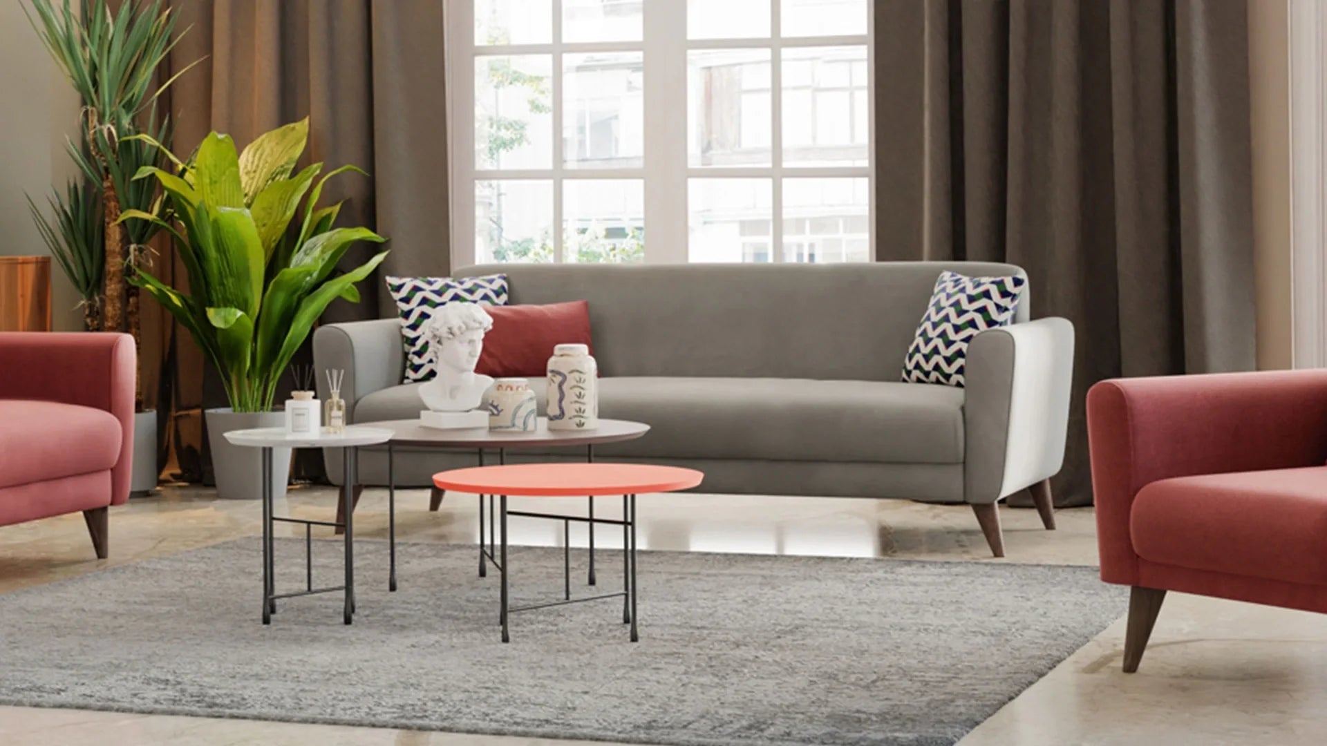 Mona Line Three-Seater Sofa