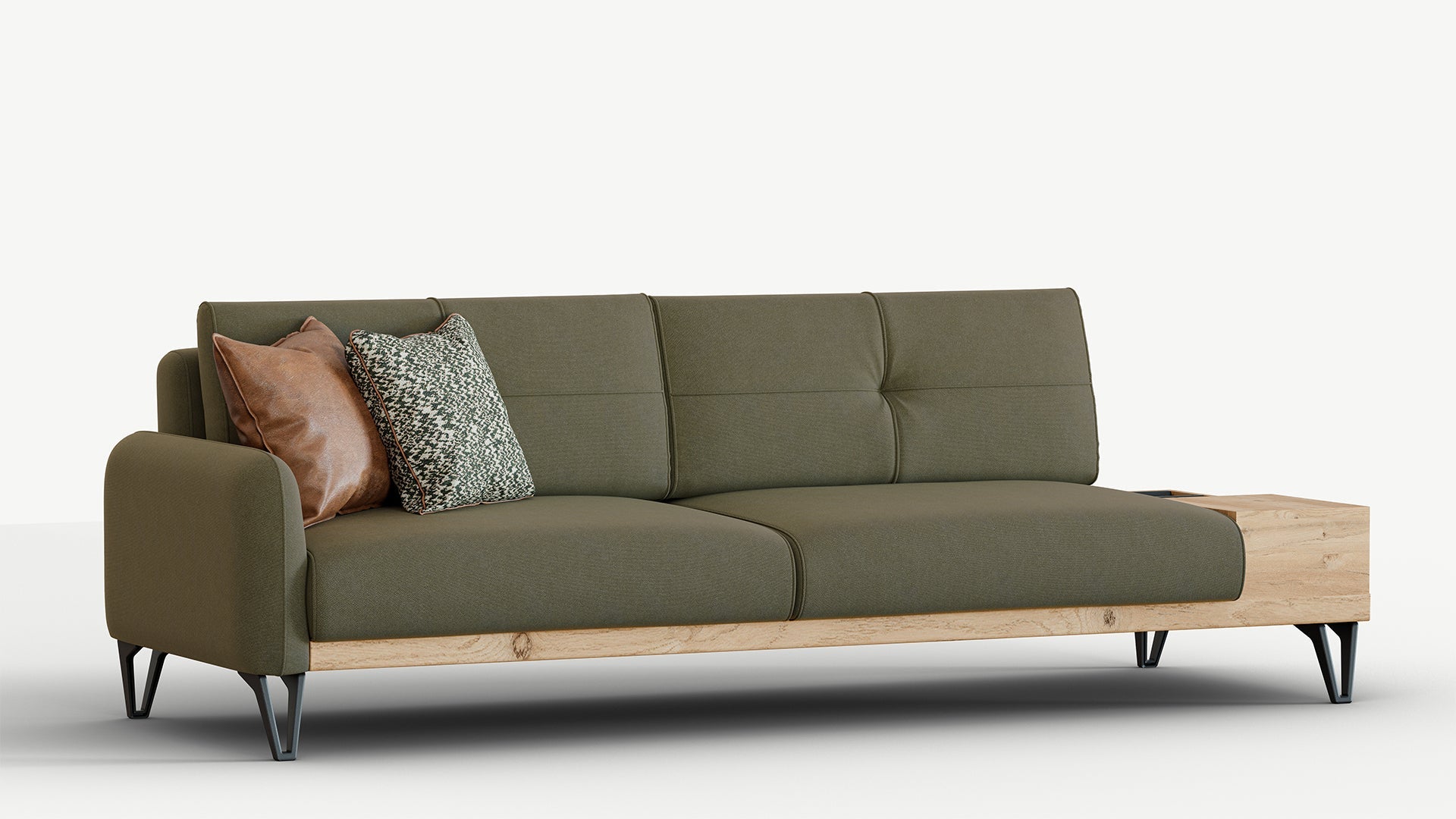 Solid 3 Seater Sofa With Coffee Table - Right