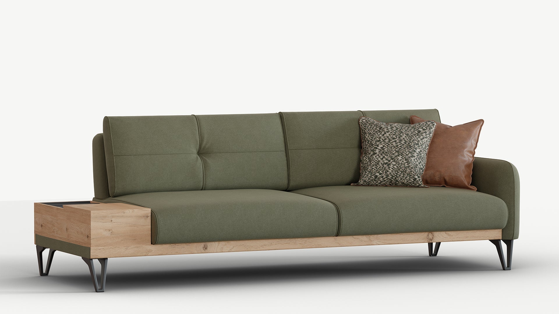 Solid 3 Seater Sofa With Coffee Table - Left