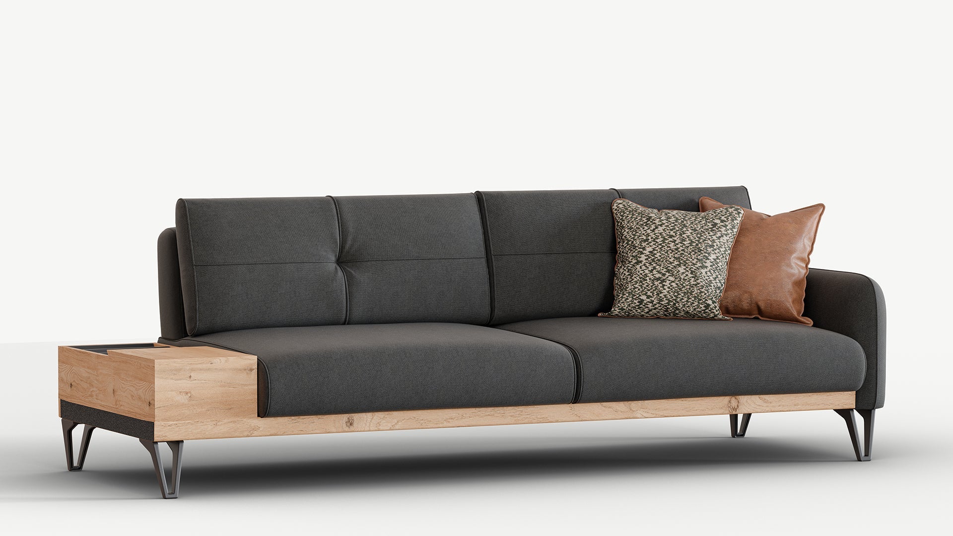 Solid 3 Seater Sofa With Coffee Table - Left