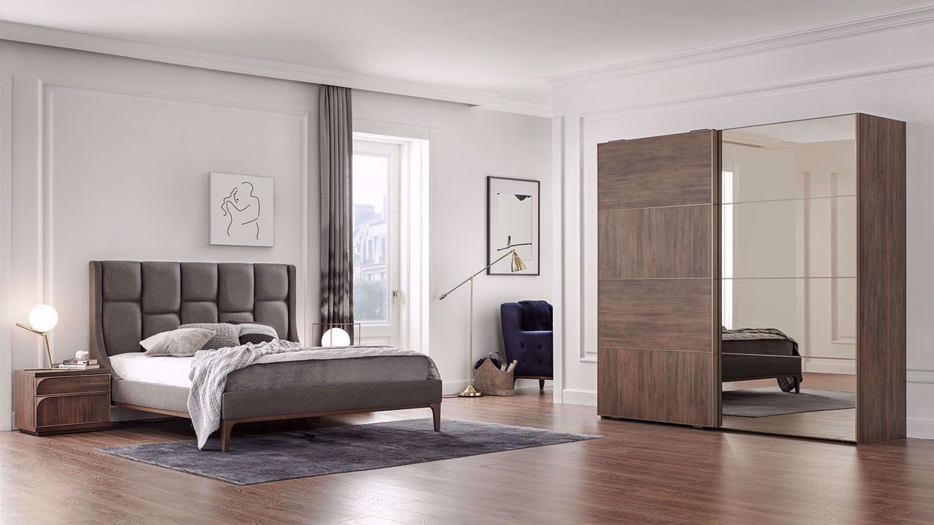 Gold Wardrobe With 2 Sliding Doors