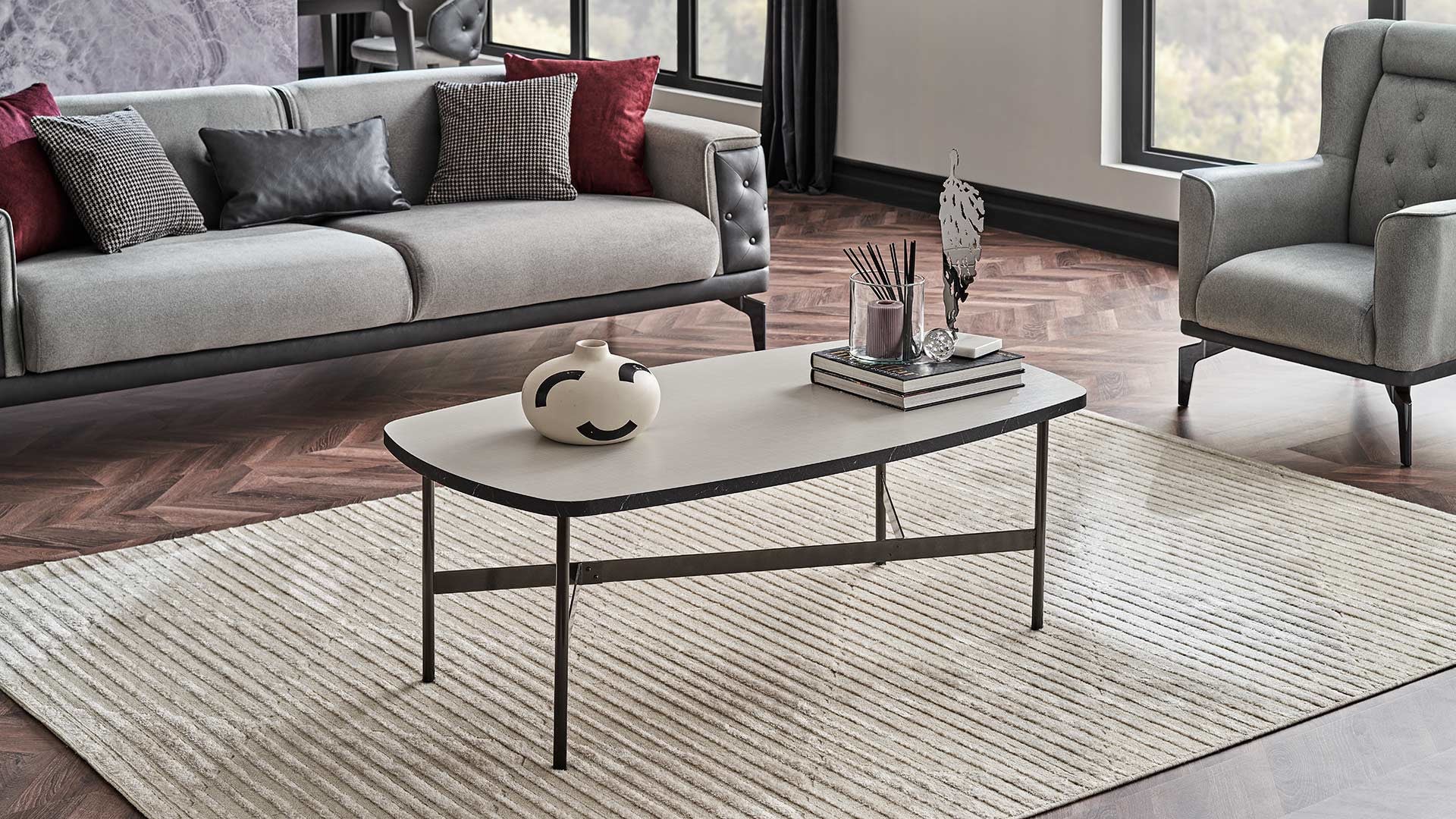 Arora Coffee Table Metal Leg 130x70 cm